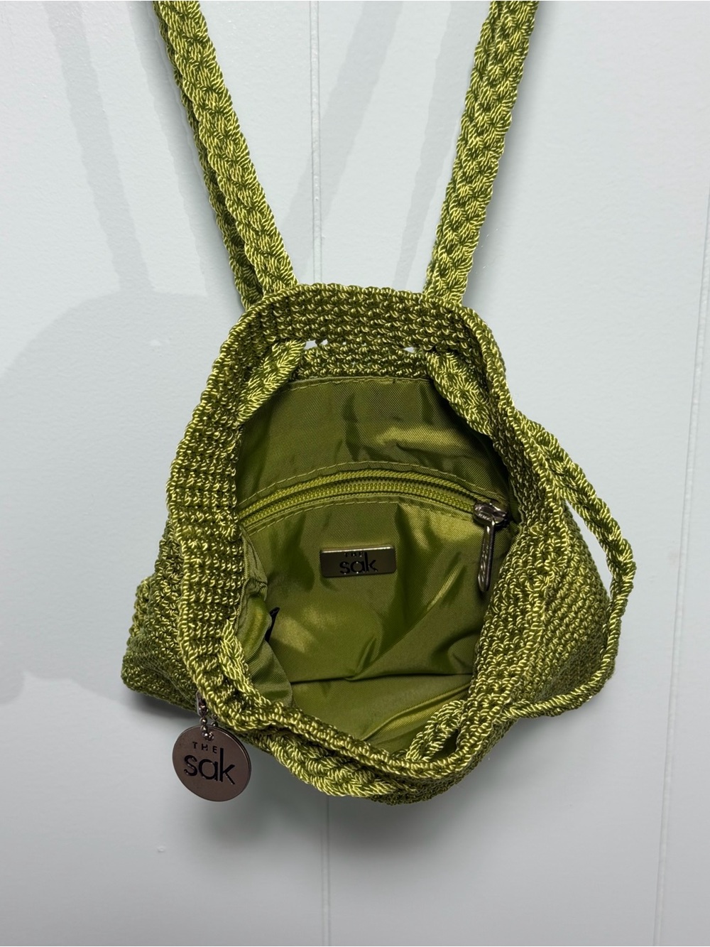 The Sak Bright Green Olive Crochet Drawstring Crossbody Bag - Picture 7 of 7
